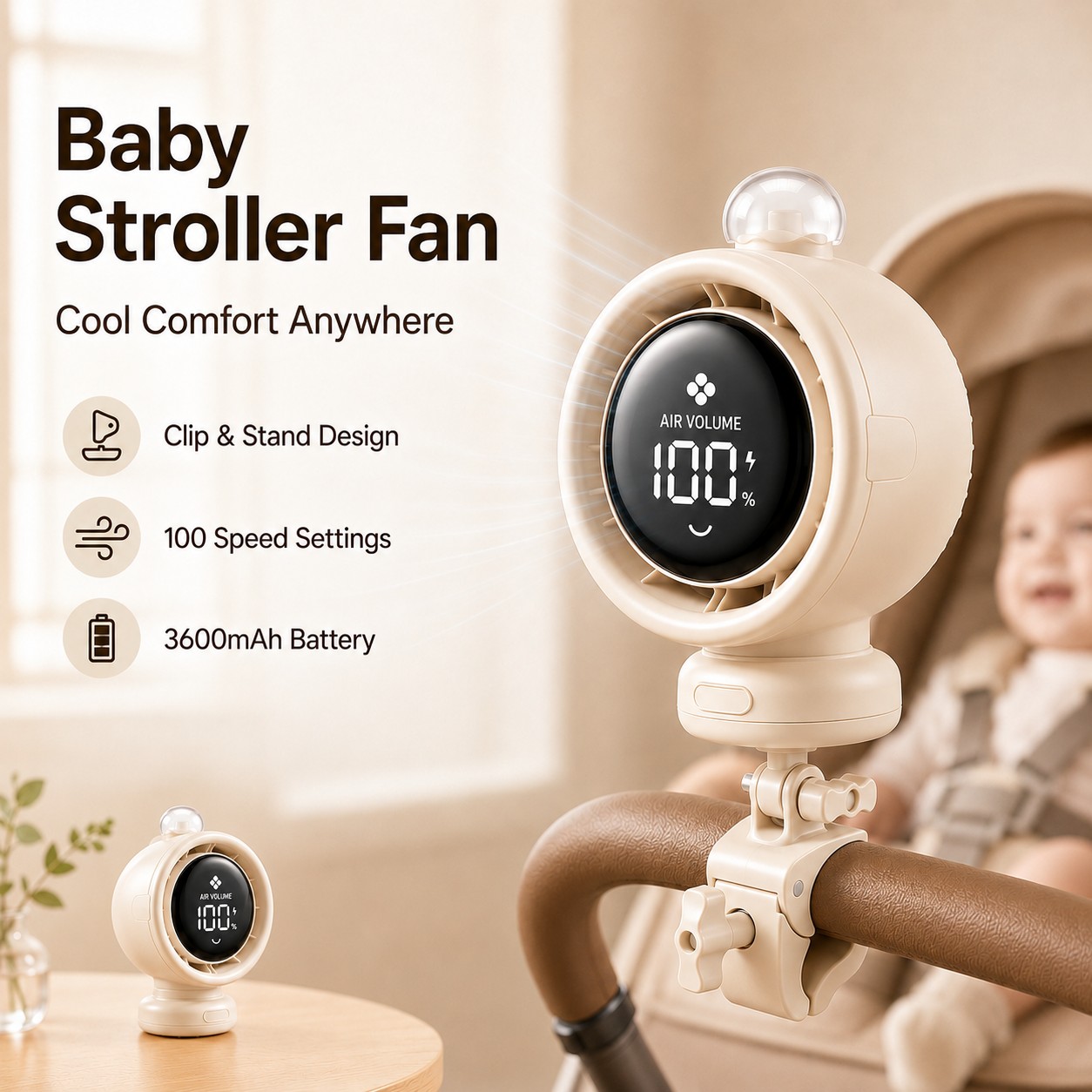 Oscillating Fan Clip - Новый портативный вентилятор для коляски 2026